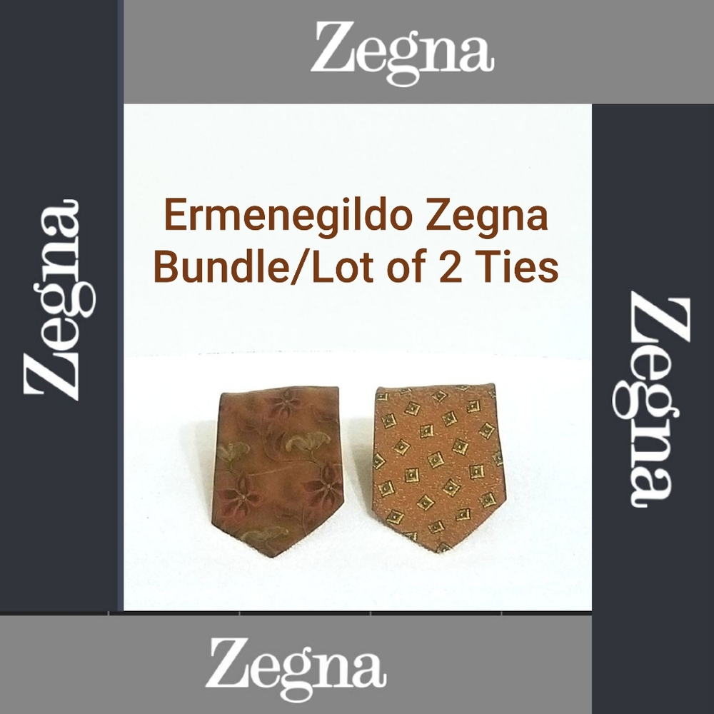 Ermenegildo Zegna Bundle of 2 Brown Silk Ties